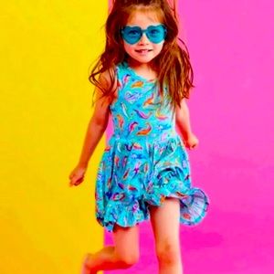 Posh Peanut Lisa Frank Dancing Dolphins twirl dress 3/4